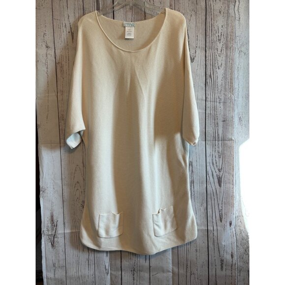 Creation Ivory Long BOHO Tunic Sweater Office Casual Plus Size 16 - Picture 2 of 9